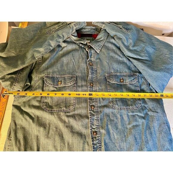 VTG GH BASS Mens Blue Jean Denim Button Down Long Sleeve Fleece Lined Jacket Lrg - Picture 9 of 13
